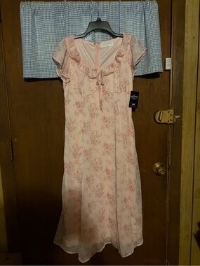 Pink Floral Midi Dress